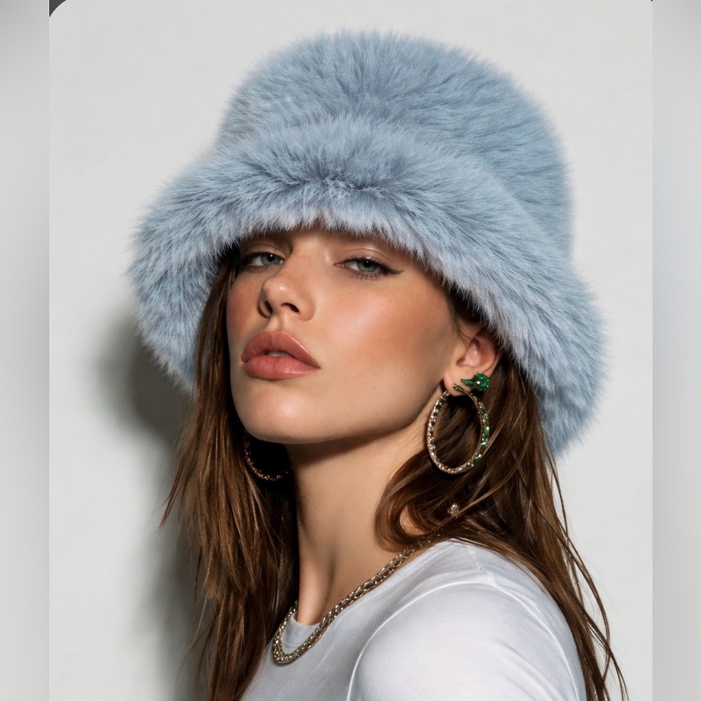 Blue Faux Fur Hat